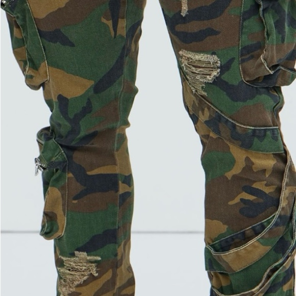 Fashion Nova Men Camouflage Cargo Slim Flare Pants